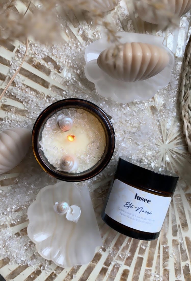 Coffret "Soleil Nacré" - Bougie + Fondant + Coquillage Onyx