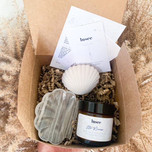 Coffret "Soleil Nacré" - Bougie + Fondant + Coquillage Onyx
